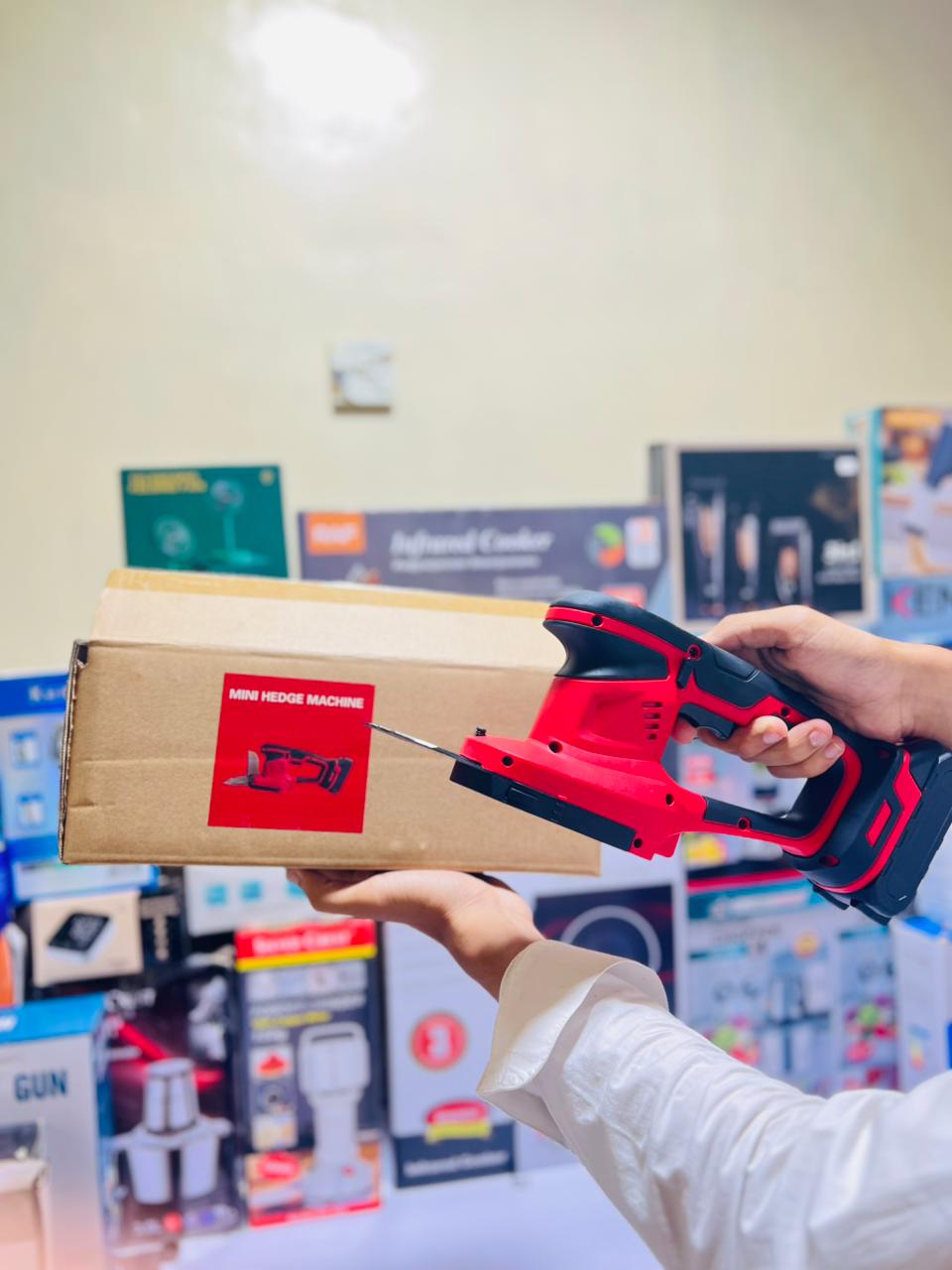 2-in-1 Electric Hand Held Grass Shear, Small Hedge Trimmer Shrubbery Clipper Cordless Battery Powered Rechargeable for Garden and Lawn.