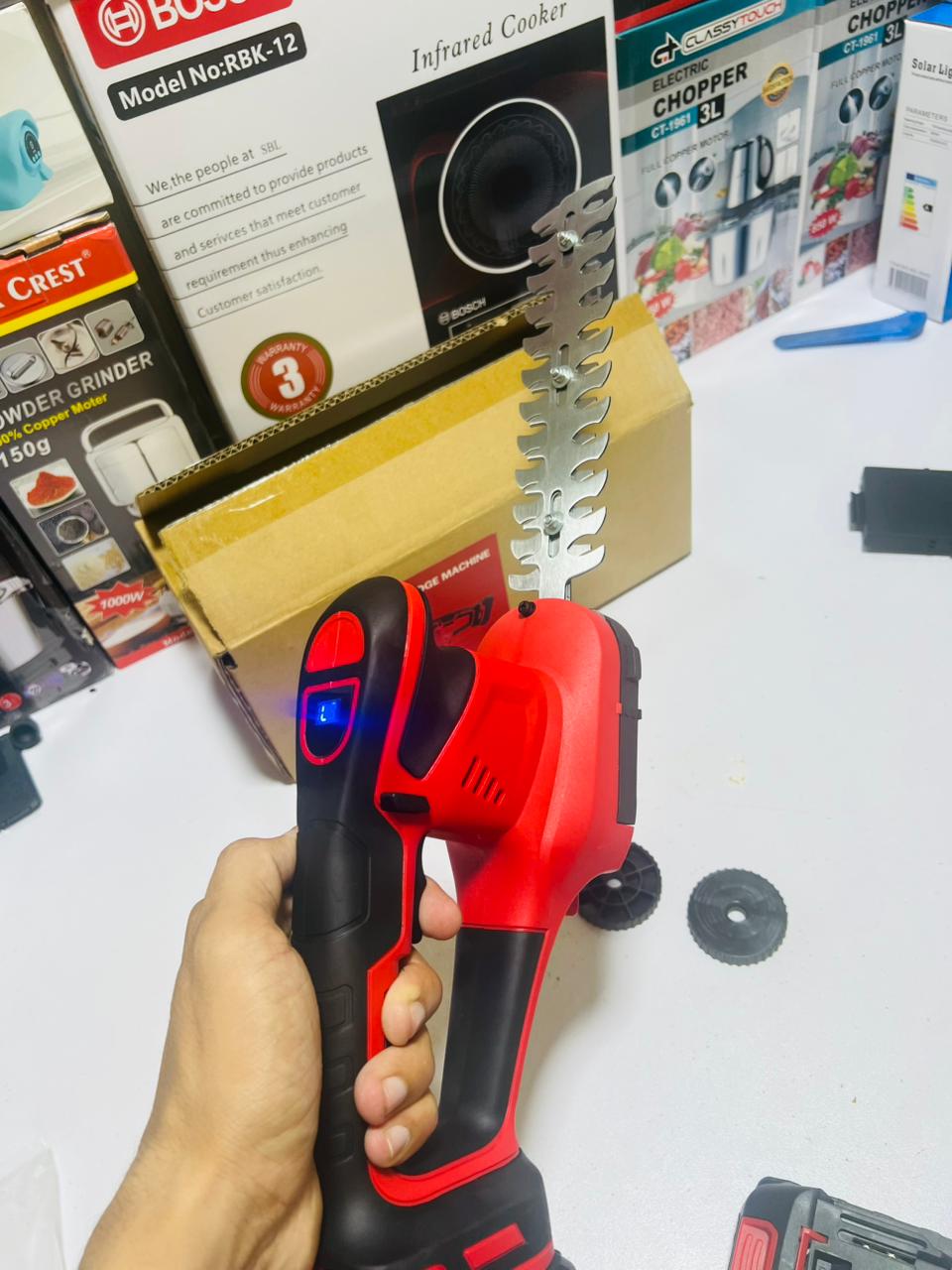 2-in-1 Electric Hand Held Grass Shear, Small Hedge Trimmer Shrubbery Clipper Cordless Battery Powered Rechargeable for Garden and Lawn.