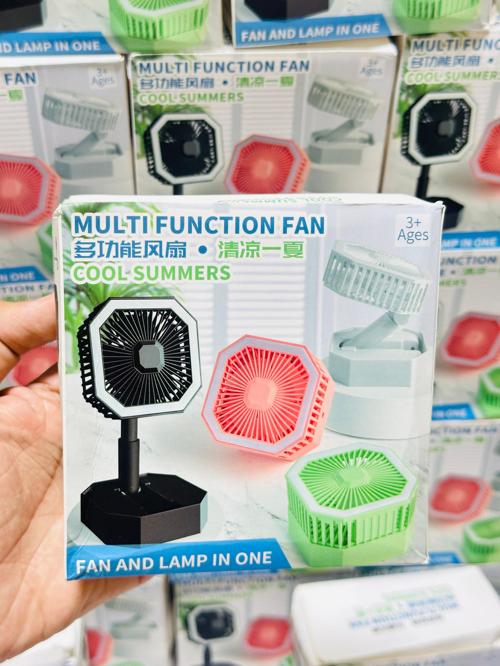 2 in 1 Light Retractable Fan | Fan + Lamp | Rechargeable with long lasting battery