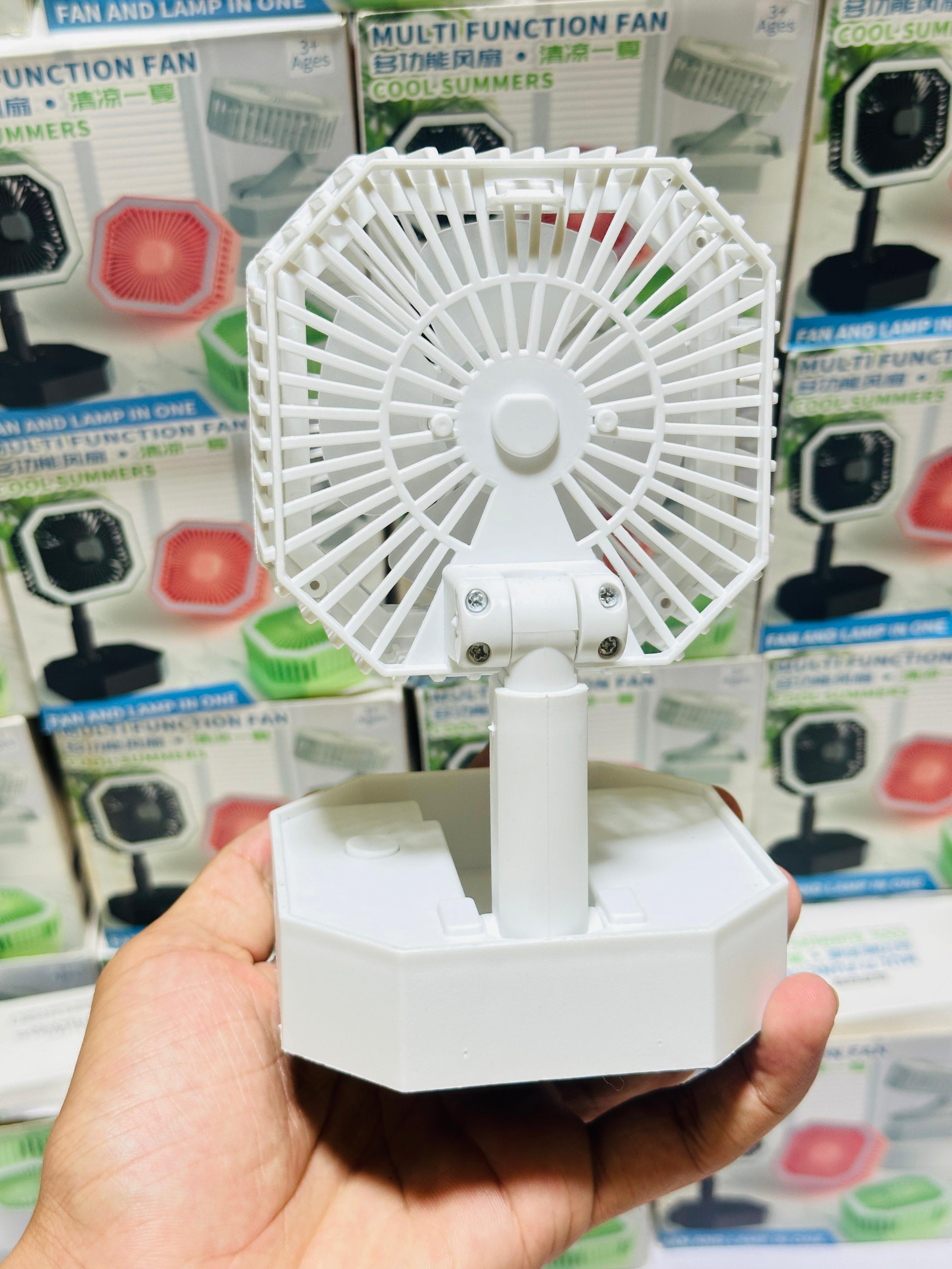 2 in 1 Light Retractable Fan | Fan + Lamp | Rechargeable with long lasting battery