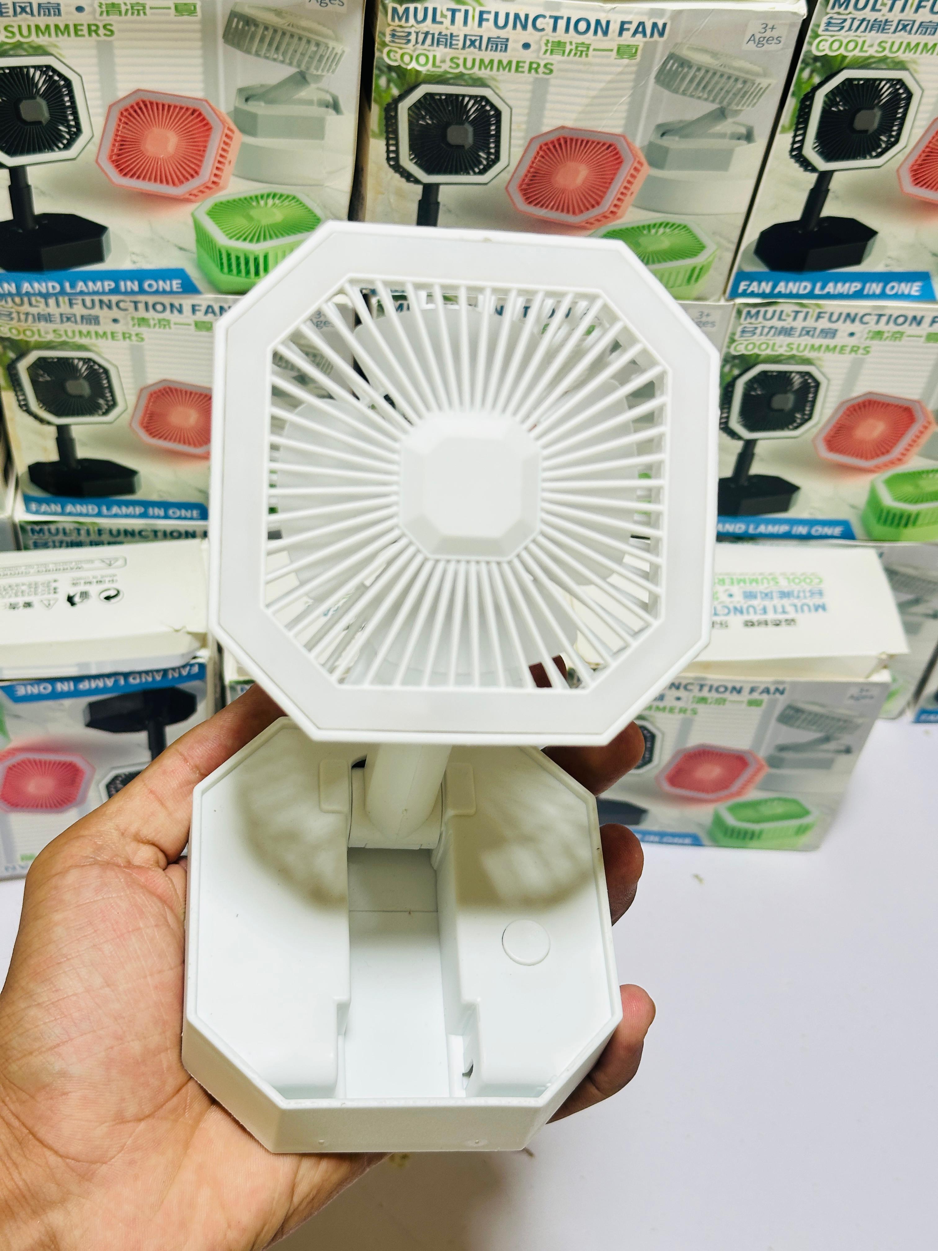 2 in 1 Light Retractable Fan | Fan + Lamp | Rechargeable with long lasting battery