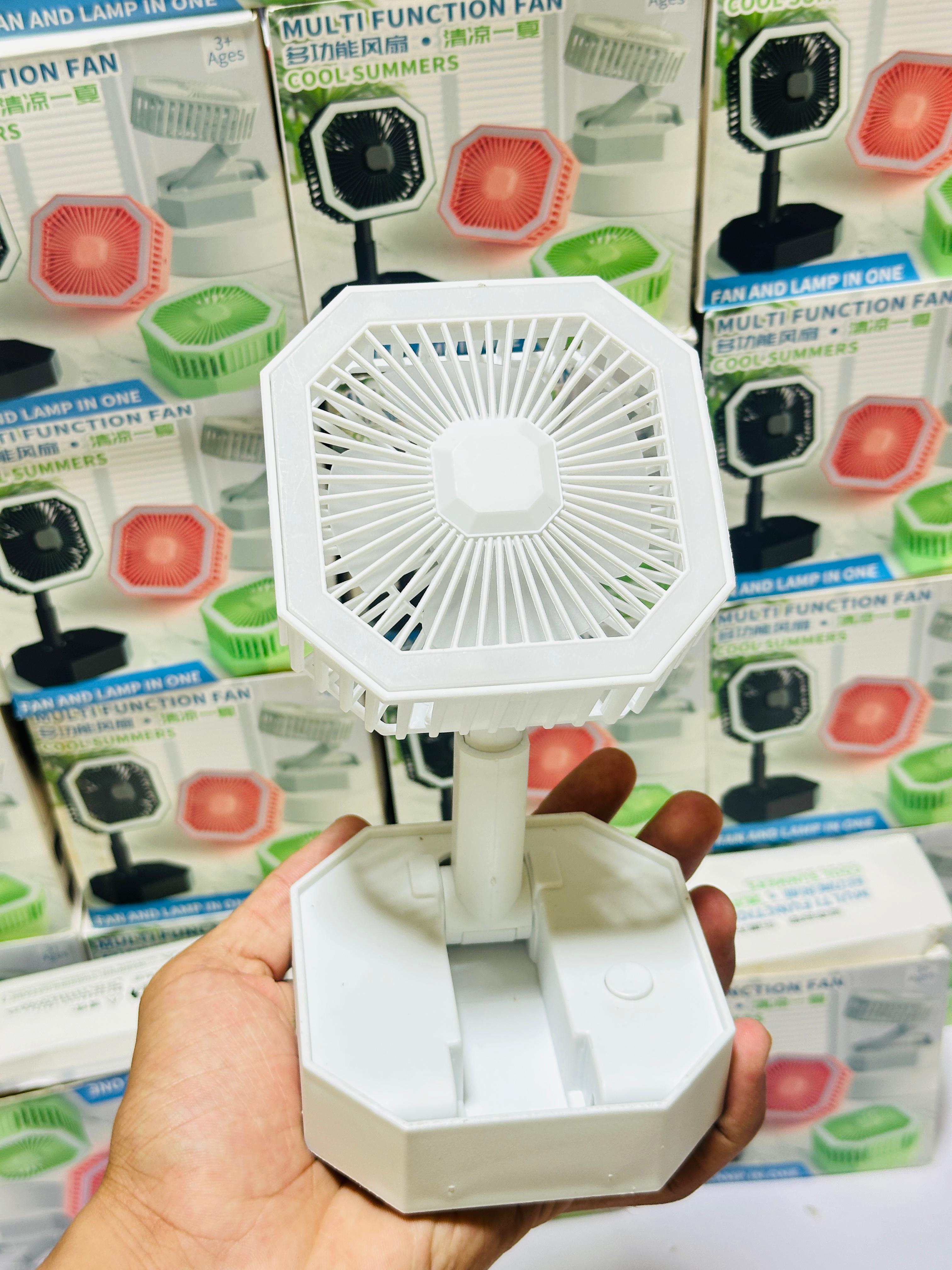2 in 1 Light Retractable Fan | Fan + Lamp | Rechargeable with long lasting battery