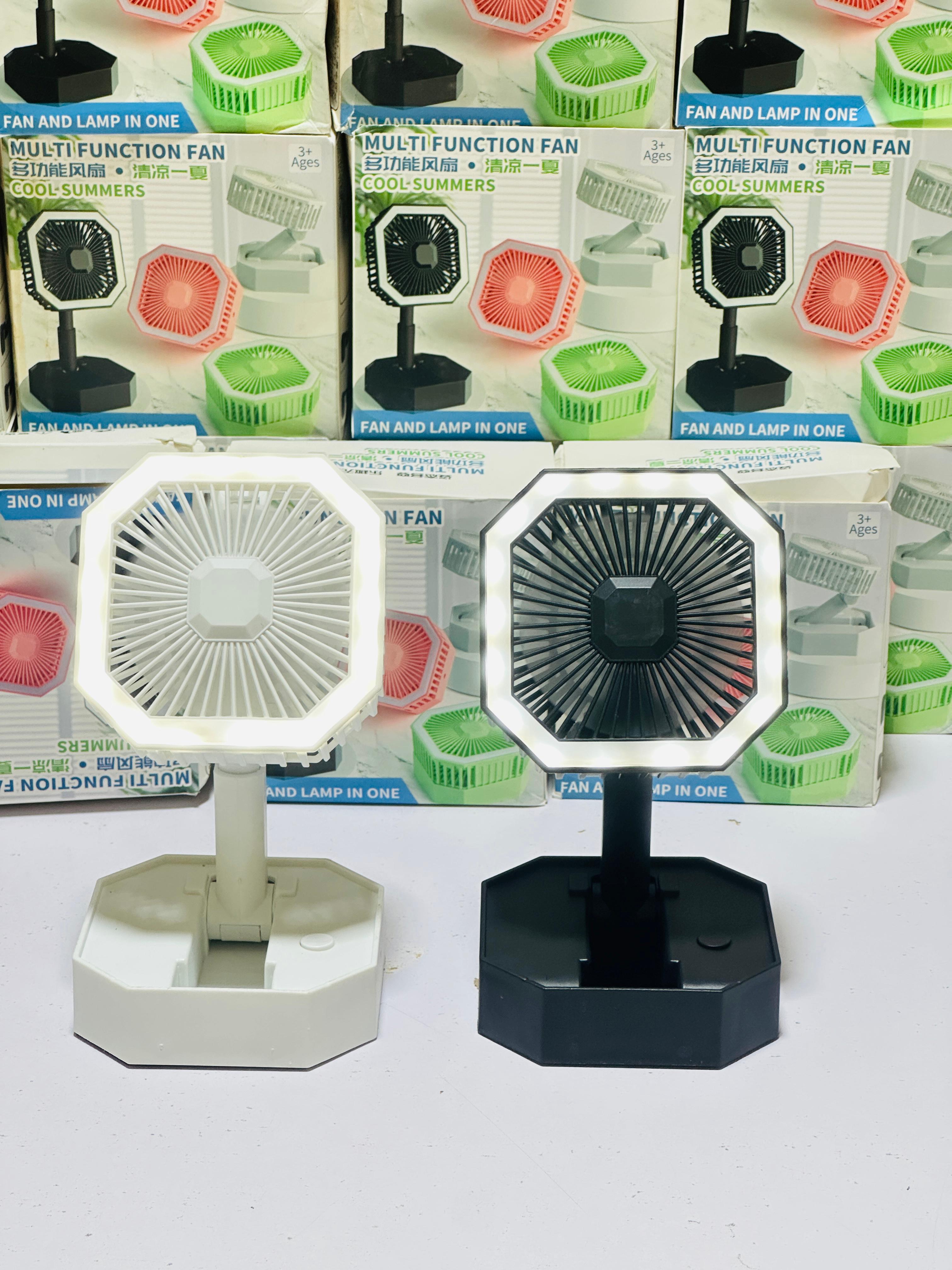 2 in 1 Light Retractable Fan | Fan + Lamp | Rechargeable with long lasting battery