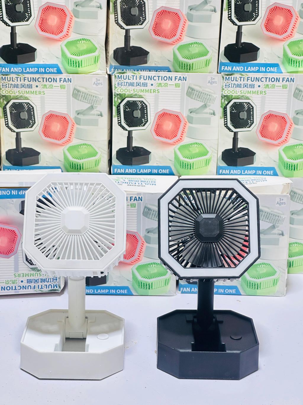 2 in 1 Light Retractable Fan | Fan + Lamp | Rechargeable with long lasting battery