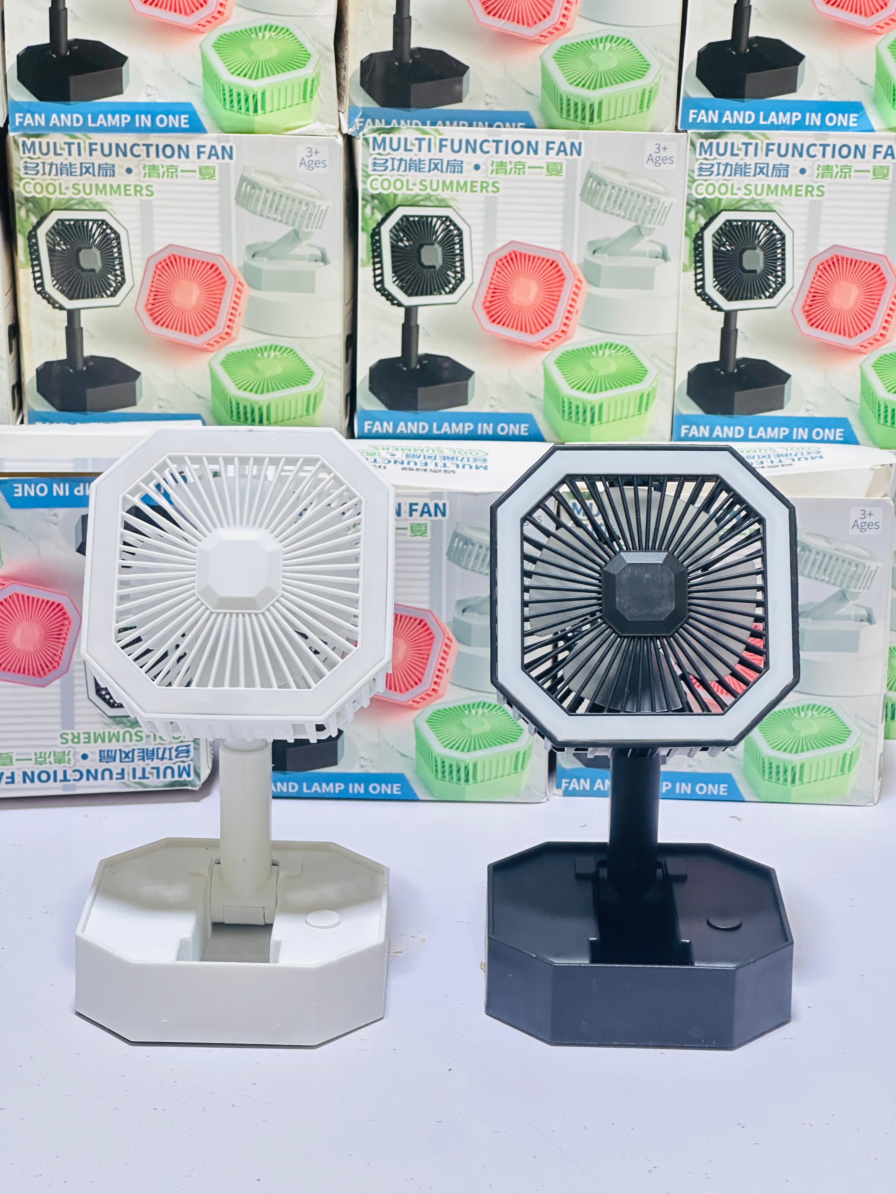 2 in 1 Light Retractable Fan | Fan + Lamp | Rechargeable with long lasting battery