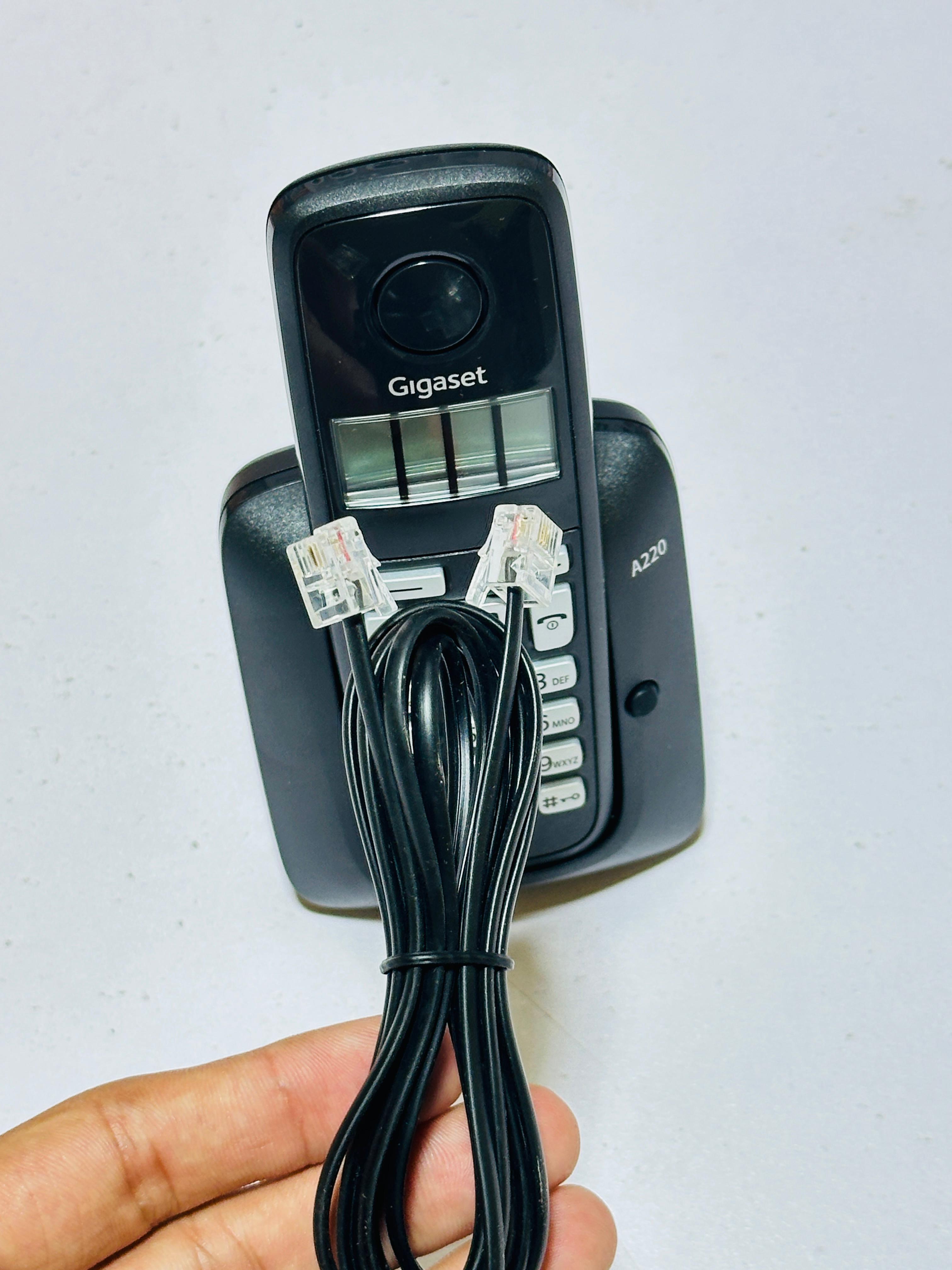 Gigaset A220 Trio Cordless Phone with 200 Hrs Standby, 50M Indoor-300M Outdoor Range, Internal-External Call Transfer, Speakerphone, 80 Contact Storage, Made in Germany