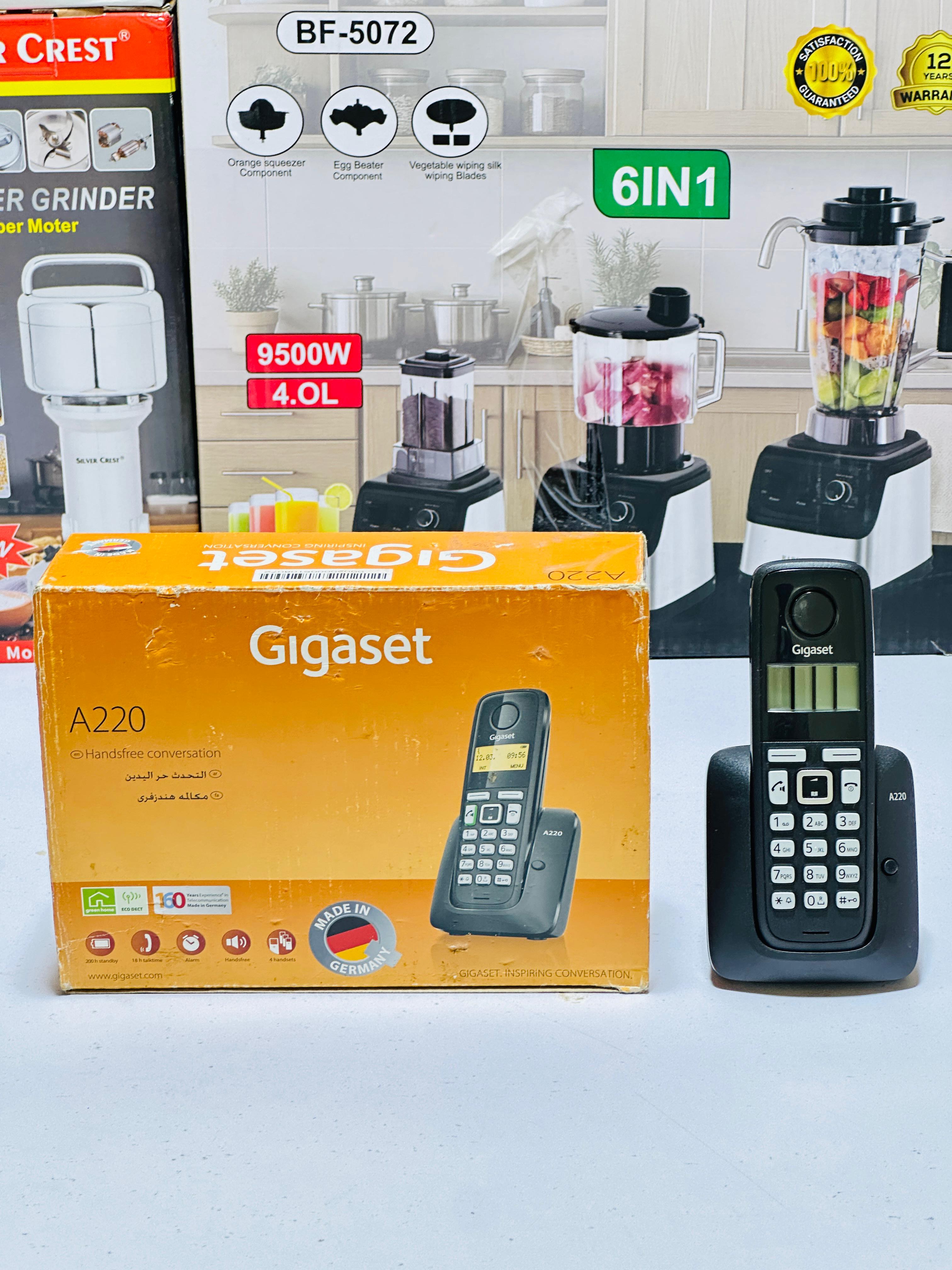 Gigaset A220 Trio Cordless Phone with 200 Hrs Standby, 50M Indoor-300M Outdoor Range, Internal-External Call Transfer, Speakerphone, 80 Contact Storage, Made in Germany