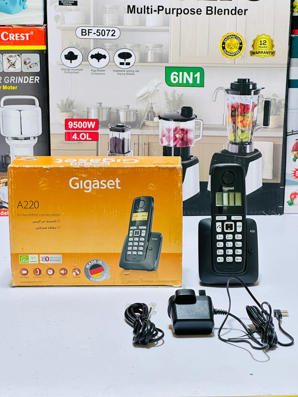 Gigaset A220 Trio Cordless Phone with 200 Hrs Standby, 50M Indoor-300M Outdoor Range, Internal-External Call Transfer, Speakerphone, 80 Contact Storage, Made in Germany