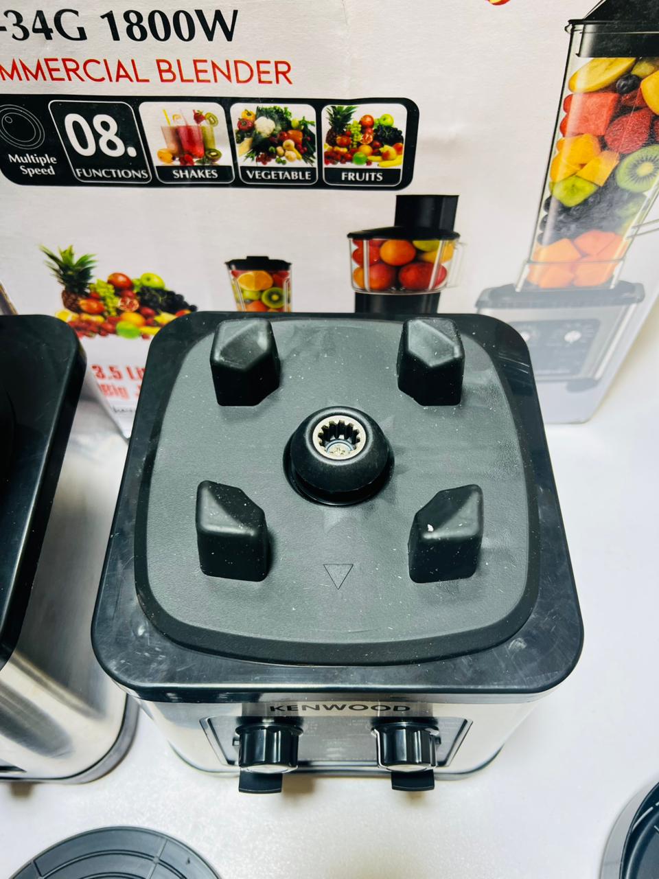 Kenwood 8 in 1 Multifunctional Blender Commercial Heavy Duty Blender KB-34G 1800W High Performance Power Blender 3.5L Jug 2000ml Chopper and 700ml Grinder