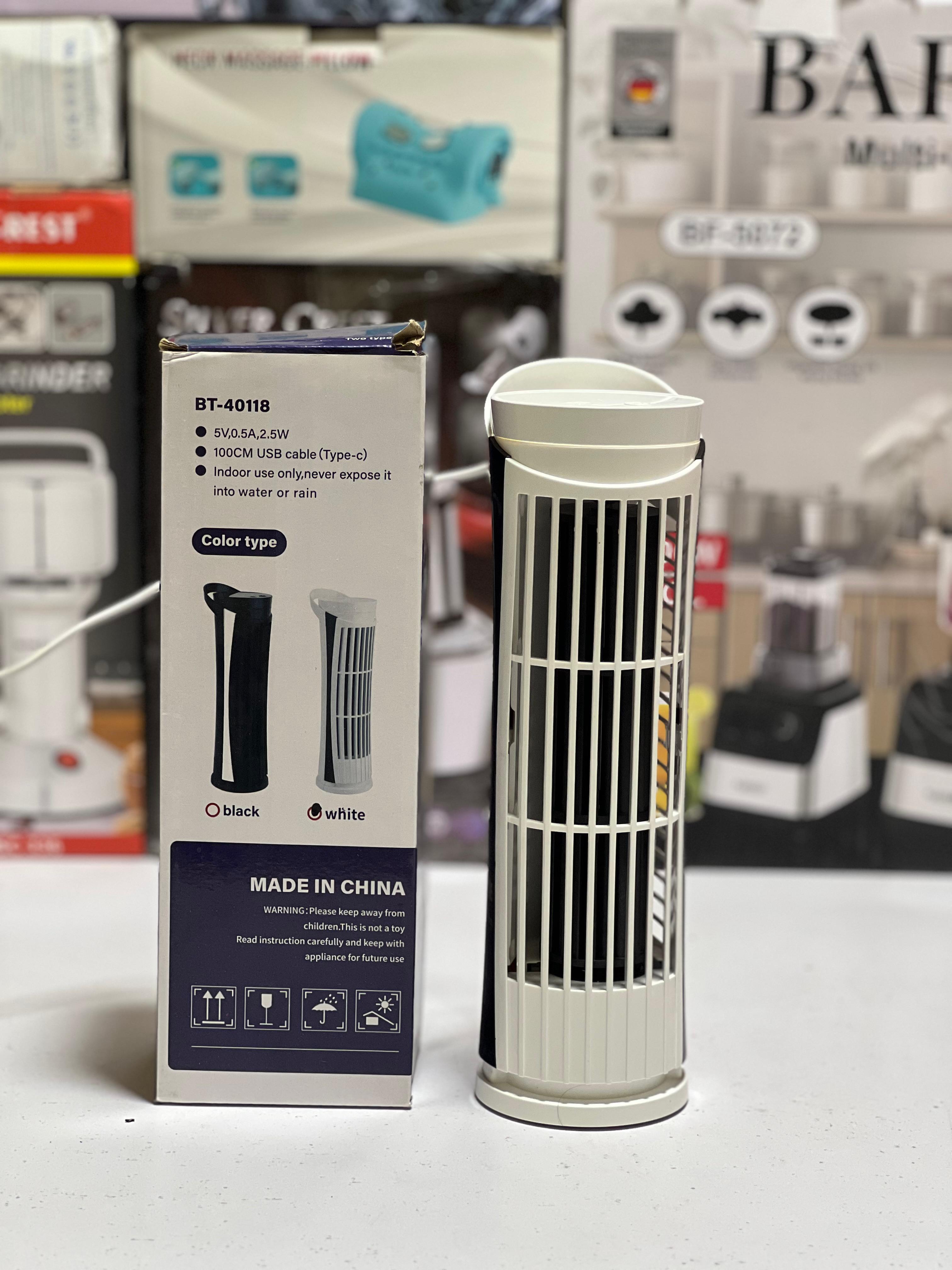 Portable 2 Speed USB Desk Fan With LED Light Bladeless Safe And Quiet Table Tower Fan For Students And Office Workers