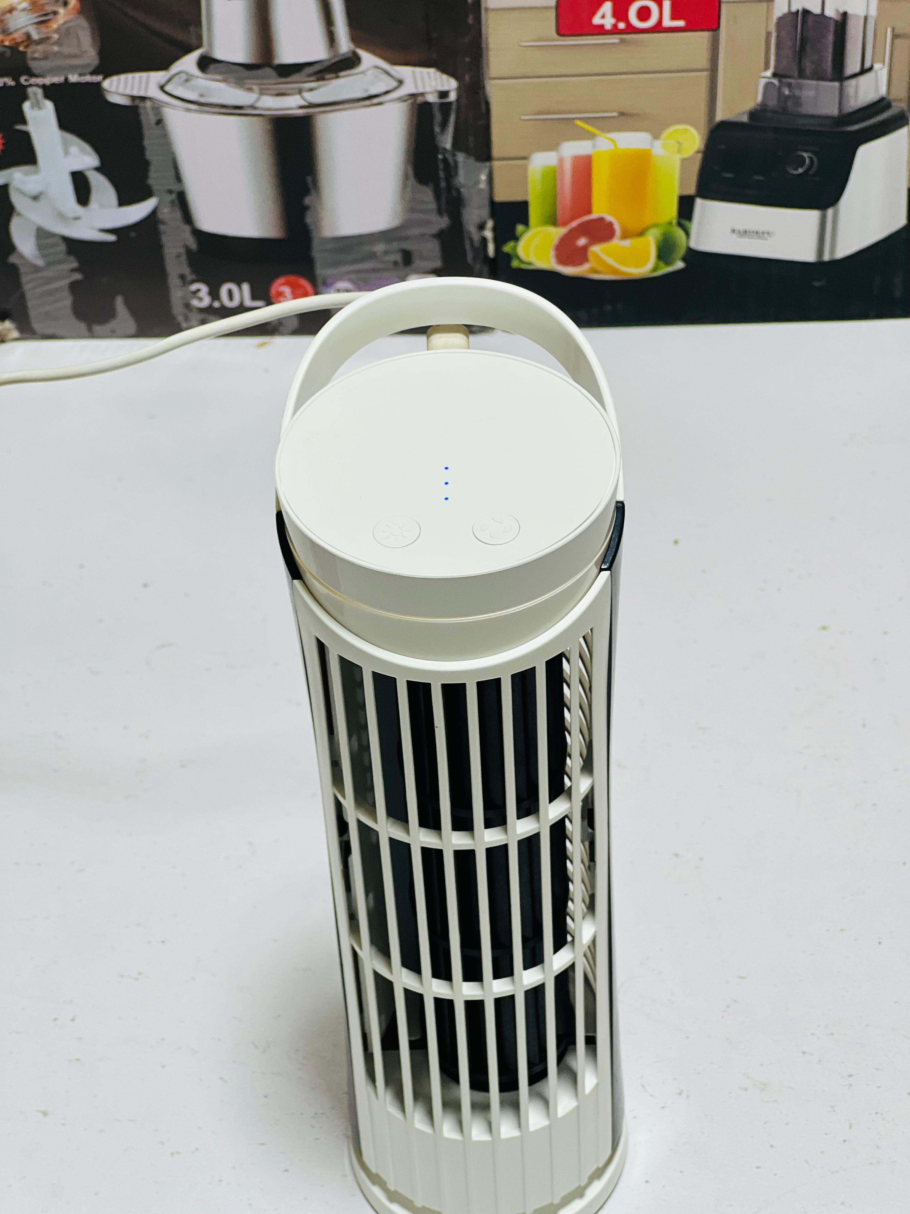 Portable 2 Speed USB Desk Fan With LED Light Bladeless Safe And Quiet Table Tower Fan For Students And Office Workers