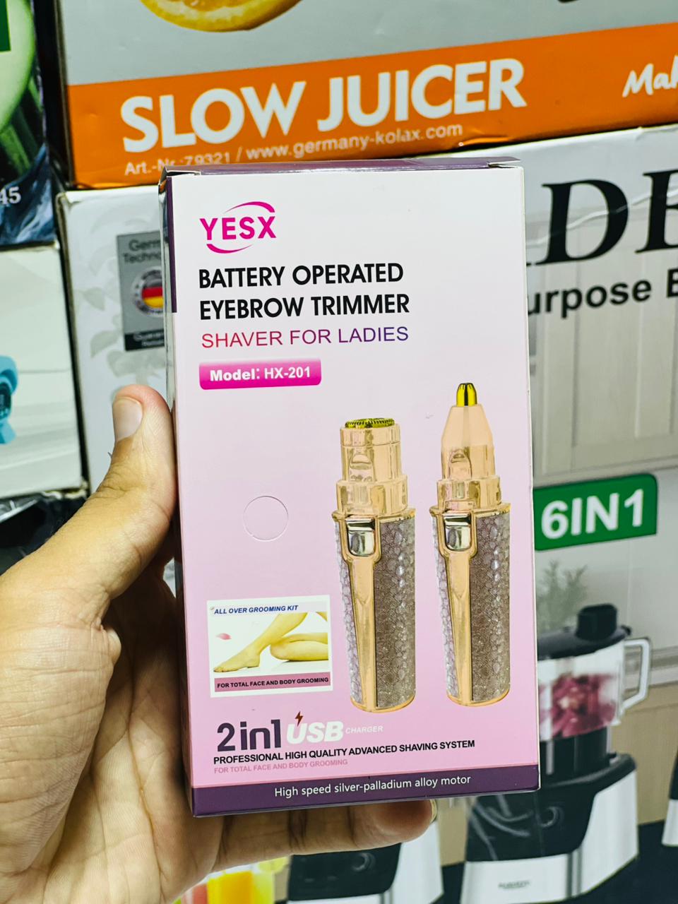 2 in 1 Rechargeable Painless Portable USB Epilator Hair Remover Nose Beard Eyebrow