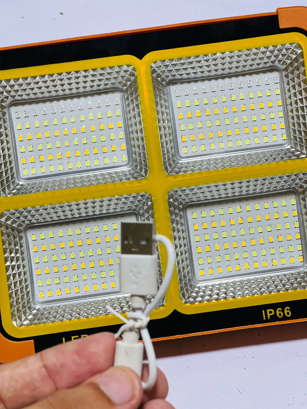 100W Rechargeable Solar LED Construction Site Light | Outdoor Waterproof PIR Motion Sensor Flood Light for Site + Power Bank Street & Warehouse