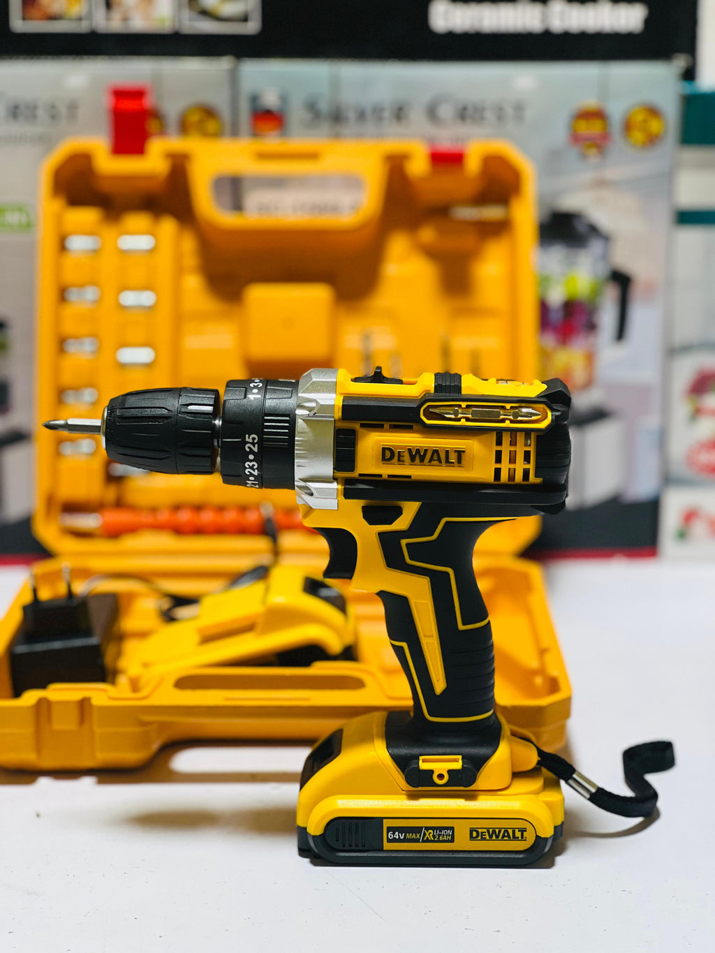 Dewalt 64V Cordless Drill with Hammer 3 function Drill with double lithium battries