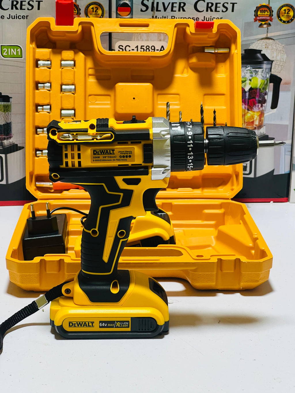 Dewalt 64V Cordless Drill with Hammer 3 function Drill with double lithium battries