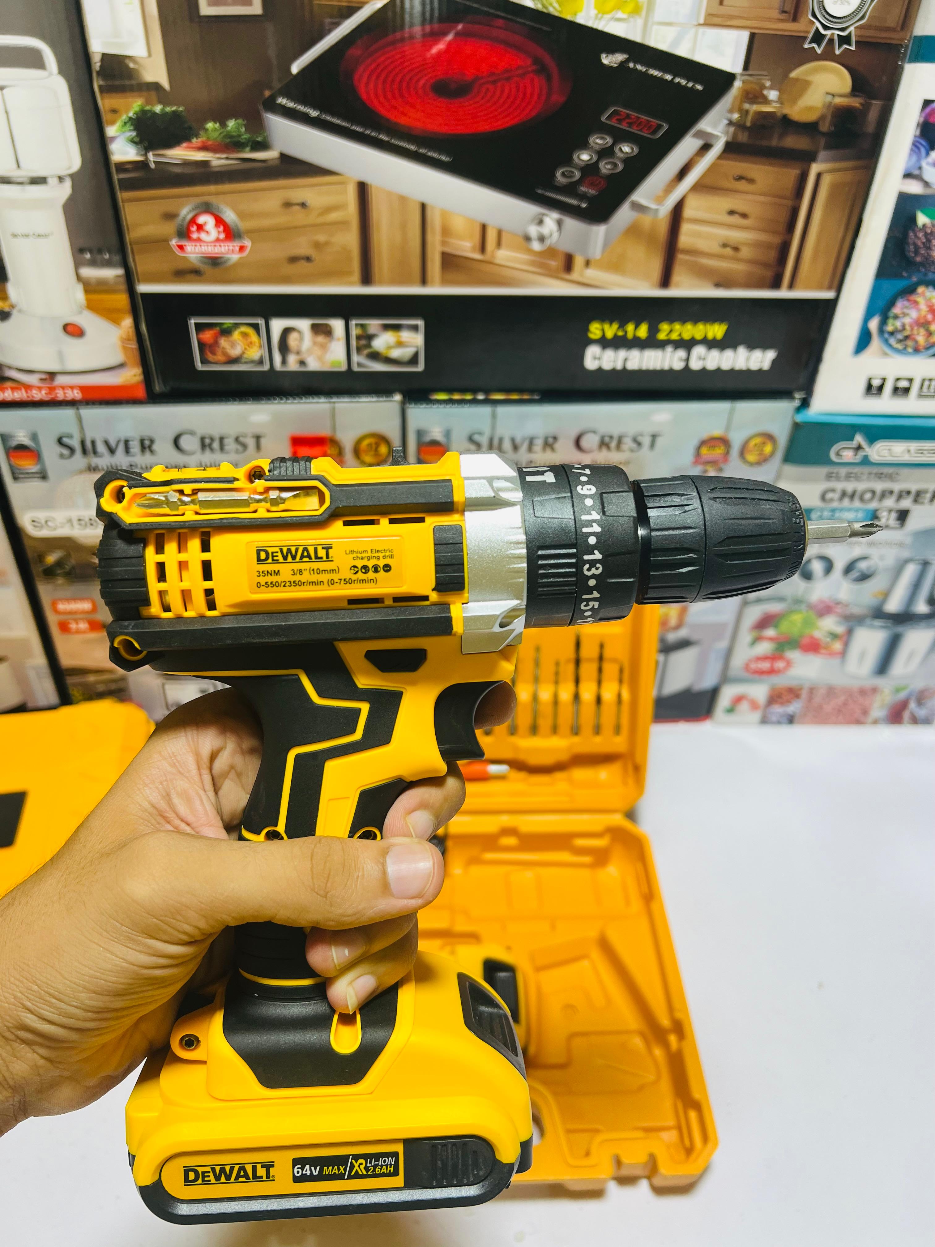 Dewalt 64V Cordless Drill with Hammer 3 function Drill with double lithium battries
