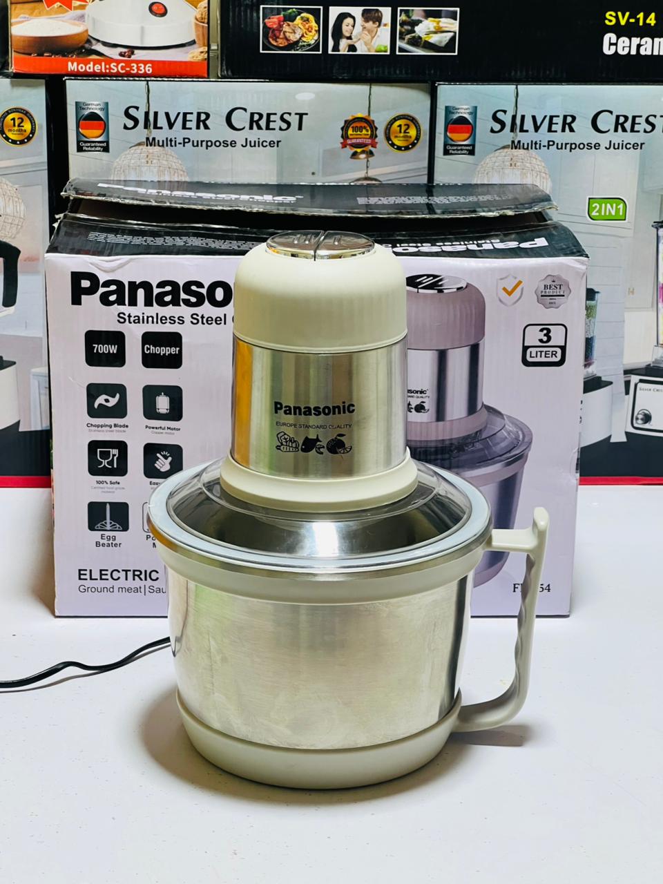 Panasonic  Food Processors 3L Meat Grinder Stainless Steel Electric Chopper Meat Grinder - Mincer, Food Processor, Slicer - Home Appliance