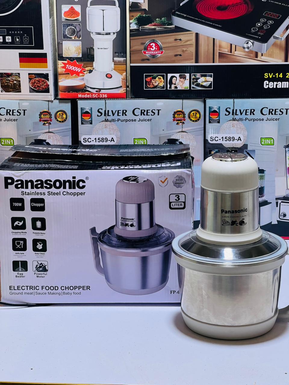 Panasonic  Food Processors 3L Meat Grinder Stainless Steel Electric Chopper Meat Grinder - Mincer, Food Processor, Slicer - Home Appliance