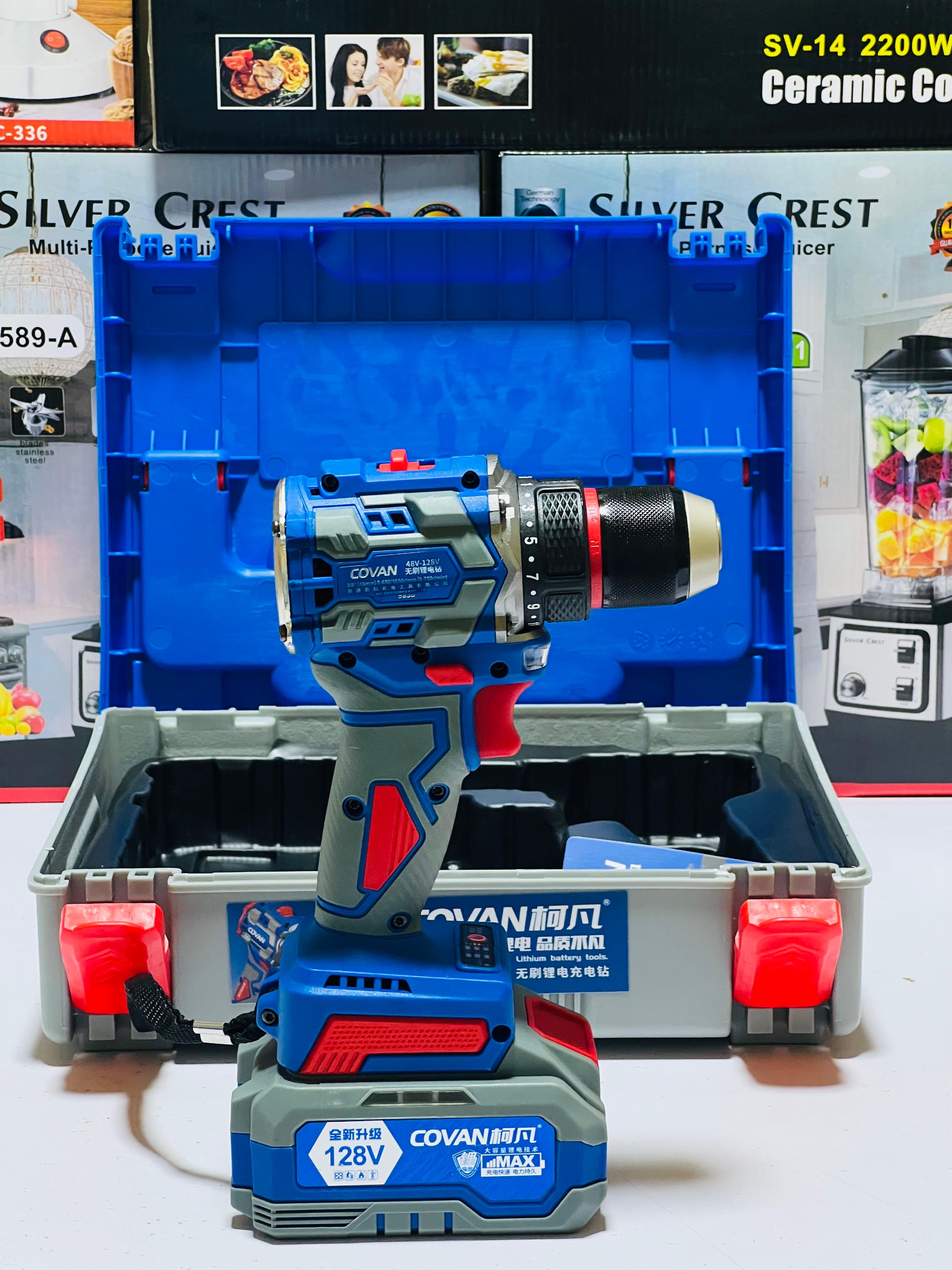 COVAN  128V Brushless Power Drill 120Nm Cordless Hammer Drill Machine Electric Screwdriver 13mm Chuck Cordless Impact Drill