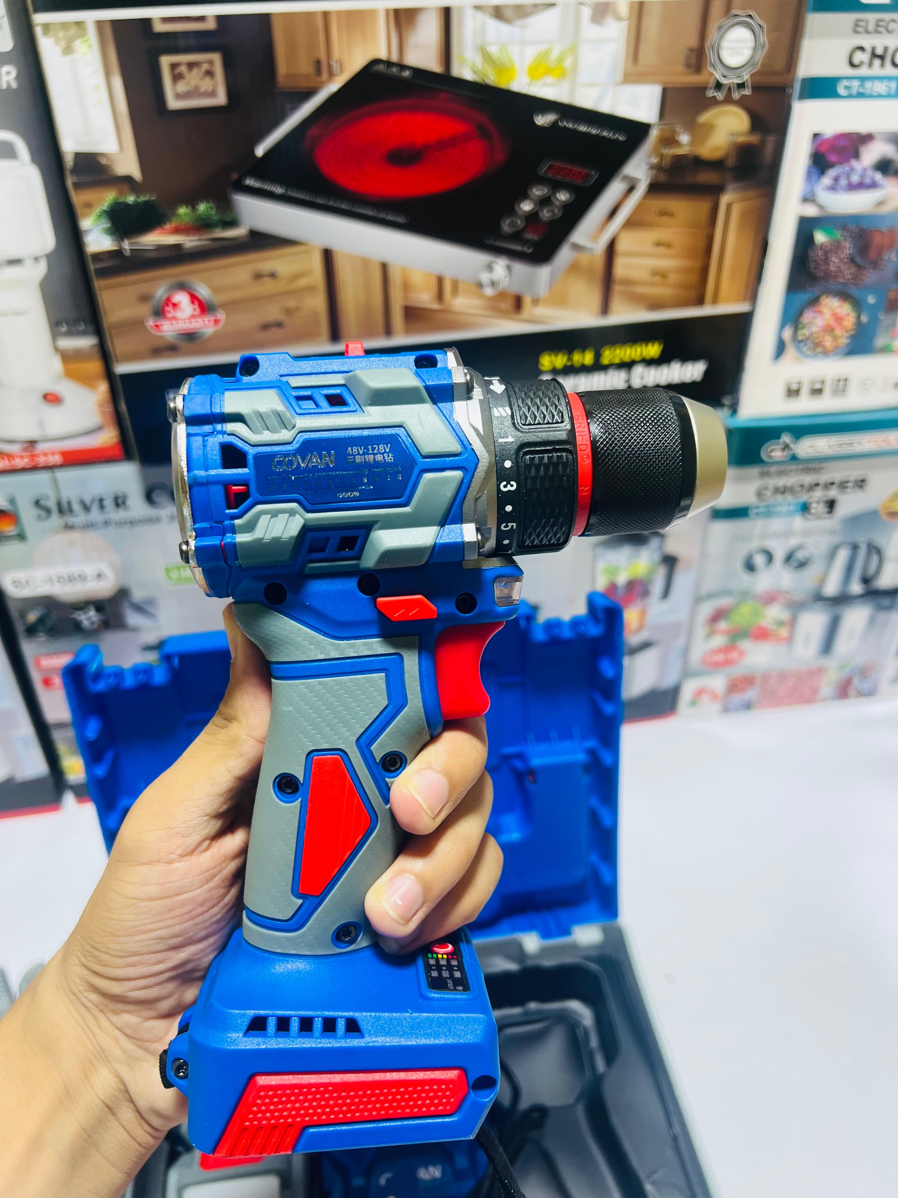 COVAN  128V Brushless Power Drill 120Nm Cordless Hammer Drill Machine Electric Screwdriver 13mm Chuck Cordless Impact Drill