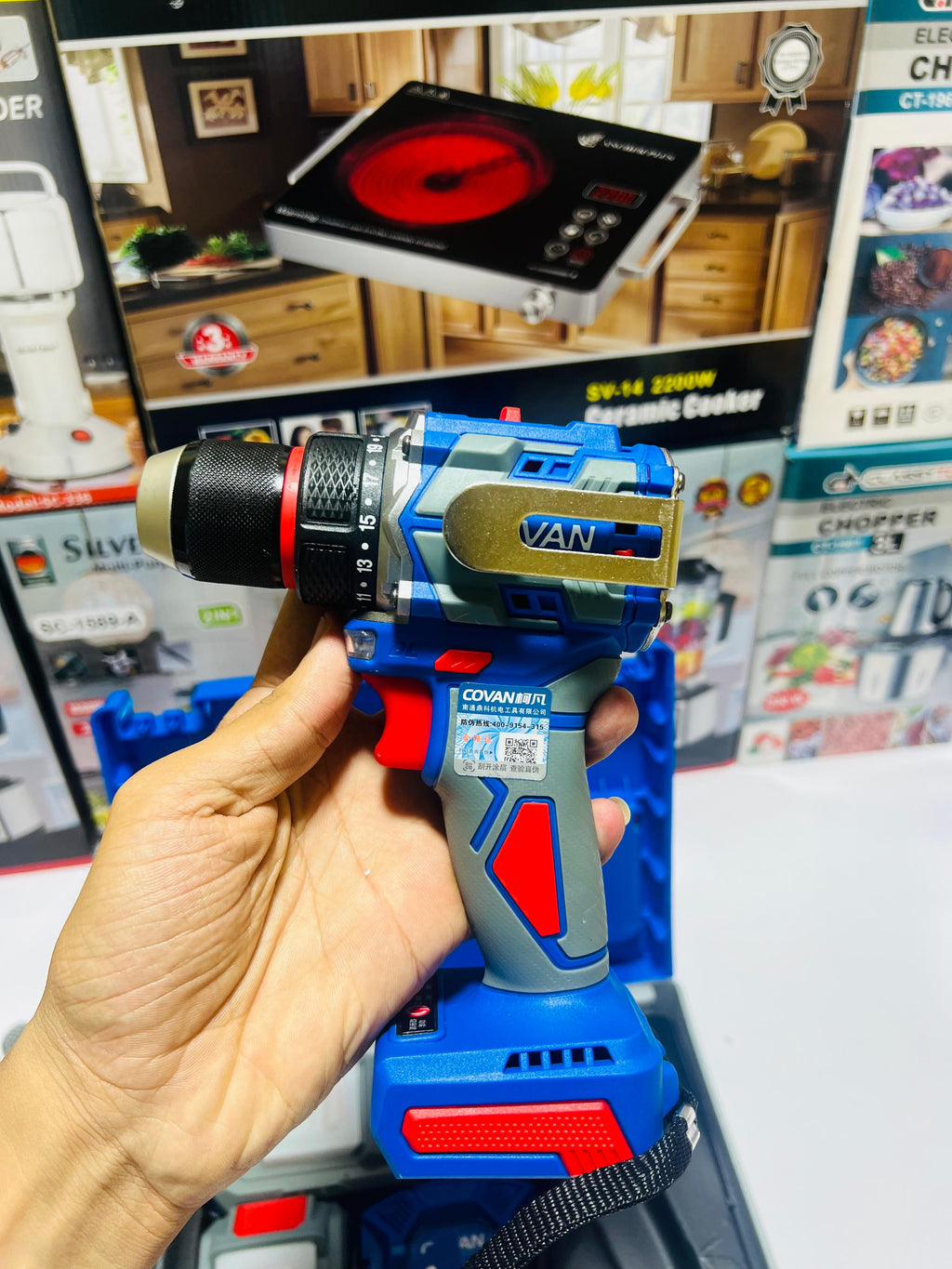 COVAN  128V Brushless Power Drill 120Nm Cordless Hammer Drill Machine Electric Screwdriver 13mm Chuck Cordless Impact Drill