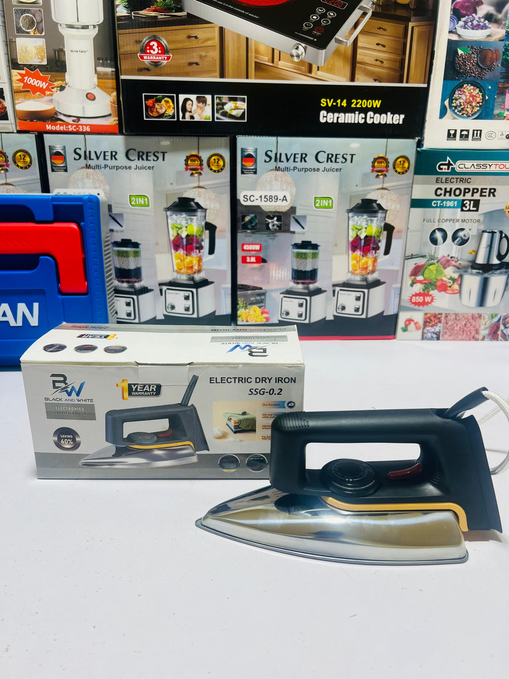 Black and White Electric Dry Iron  Model  SSg-0.2 - Automatic and Smart Size Electric Dry Iron - Complete 1 Years Warranty - Black