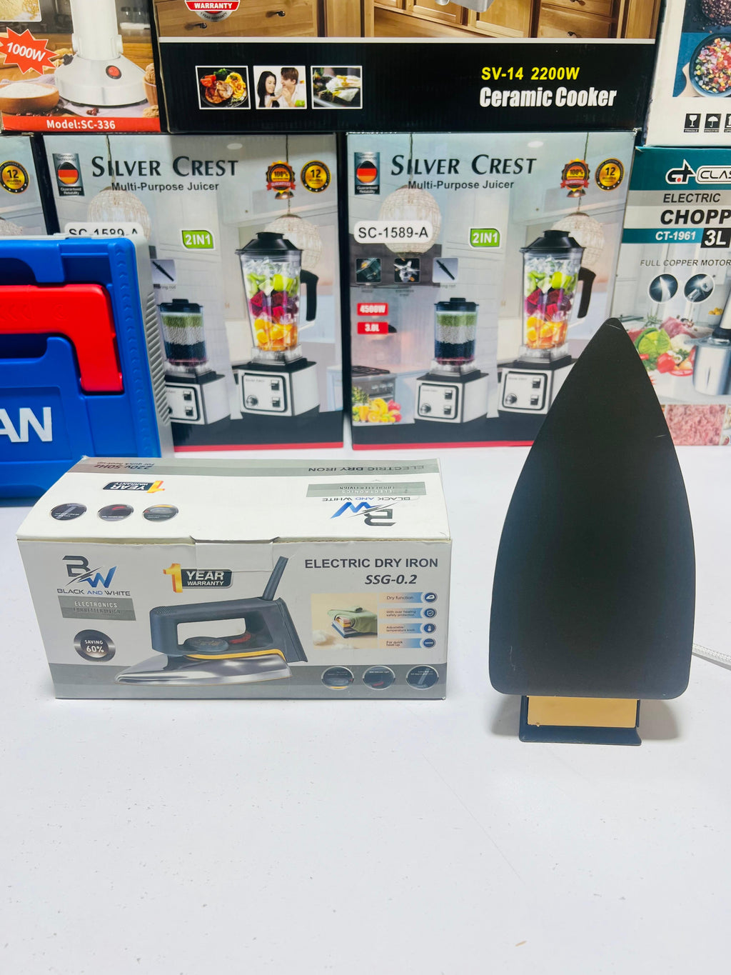 Black and White Electric Dry Iron  Model  SSg-0.2 - Automatic and Smart Size Electric Dry Iron - Complete 1 Years Warranty - Black