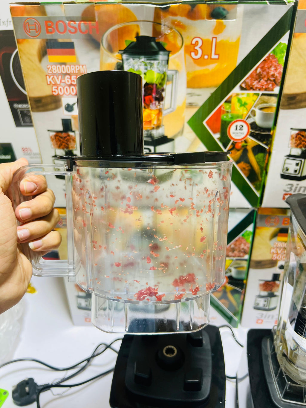 Bosch  3 in 1 Multifunctional Blender Commercial Heavy Duty Blender 5000W High Performance Power Blender 3.0L  2.0 litr Chopper and 700ml Grinder for Kitchen Professional Blender
