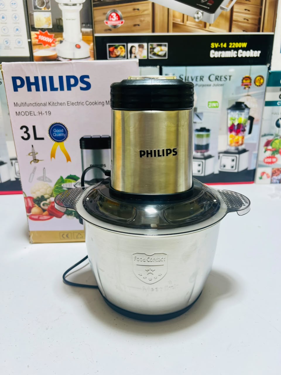 Model  H-19 Philips  3L   Meat Grinder Stainless Steel Electric Chopper Meat Grinder - Mincer, Food Processor, Slicer - Home Appliance