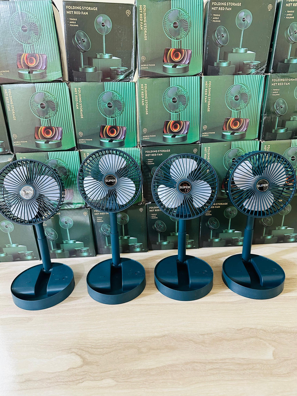 Electric Fan Mini Foldable Telescopic Fan Low Noise Portable Folding Telescopic Small Desktop Fan High Battery Life USB Rechargeable Floor Fan For Student Dormitory Home Outdoor Camping Office