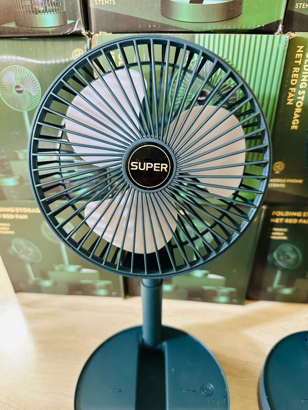 Electric Fan Mini Foldable Telescopic Fan Low Noise Portable Folding Telescopic Small Desktop Fan High Battery Life USB Rechargeable Floor Fan For Student Dormitory Home Outdoor Camping Office