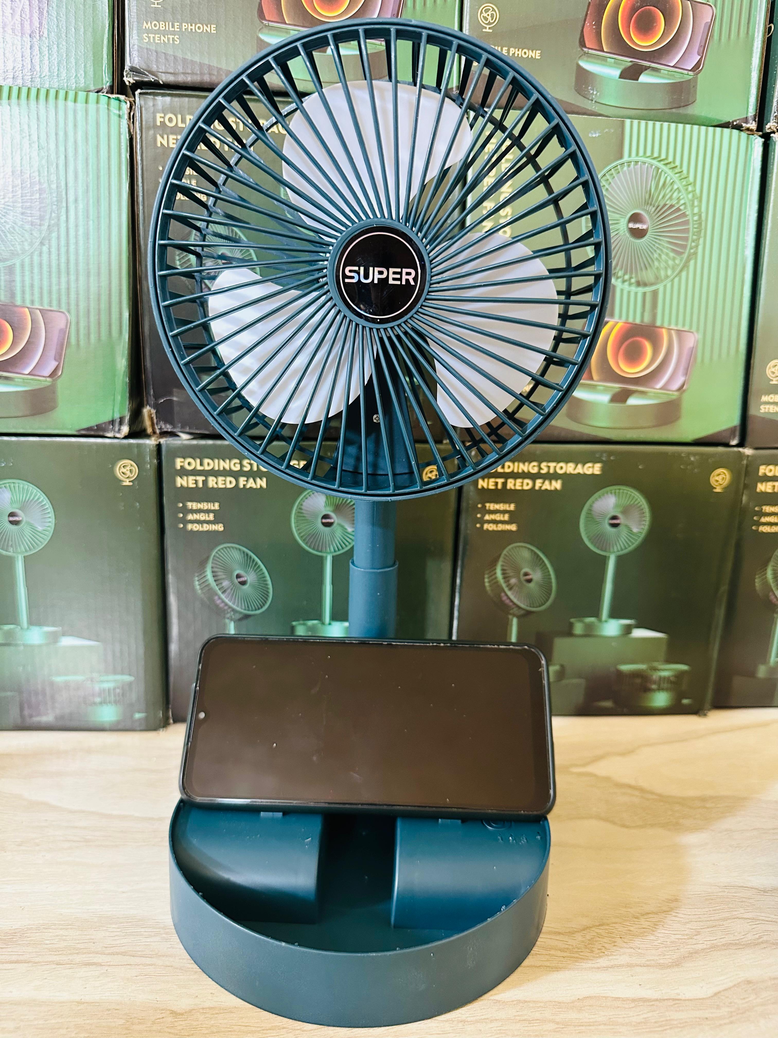 Electric Fan Mini Foldable Telescopic Fan Low Noise Portable Folding Telescopic Small Desktop Fan High Battery Life USB Rechargeable Floor Fan For Student Dormitory Home Outdoor Camping Office