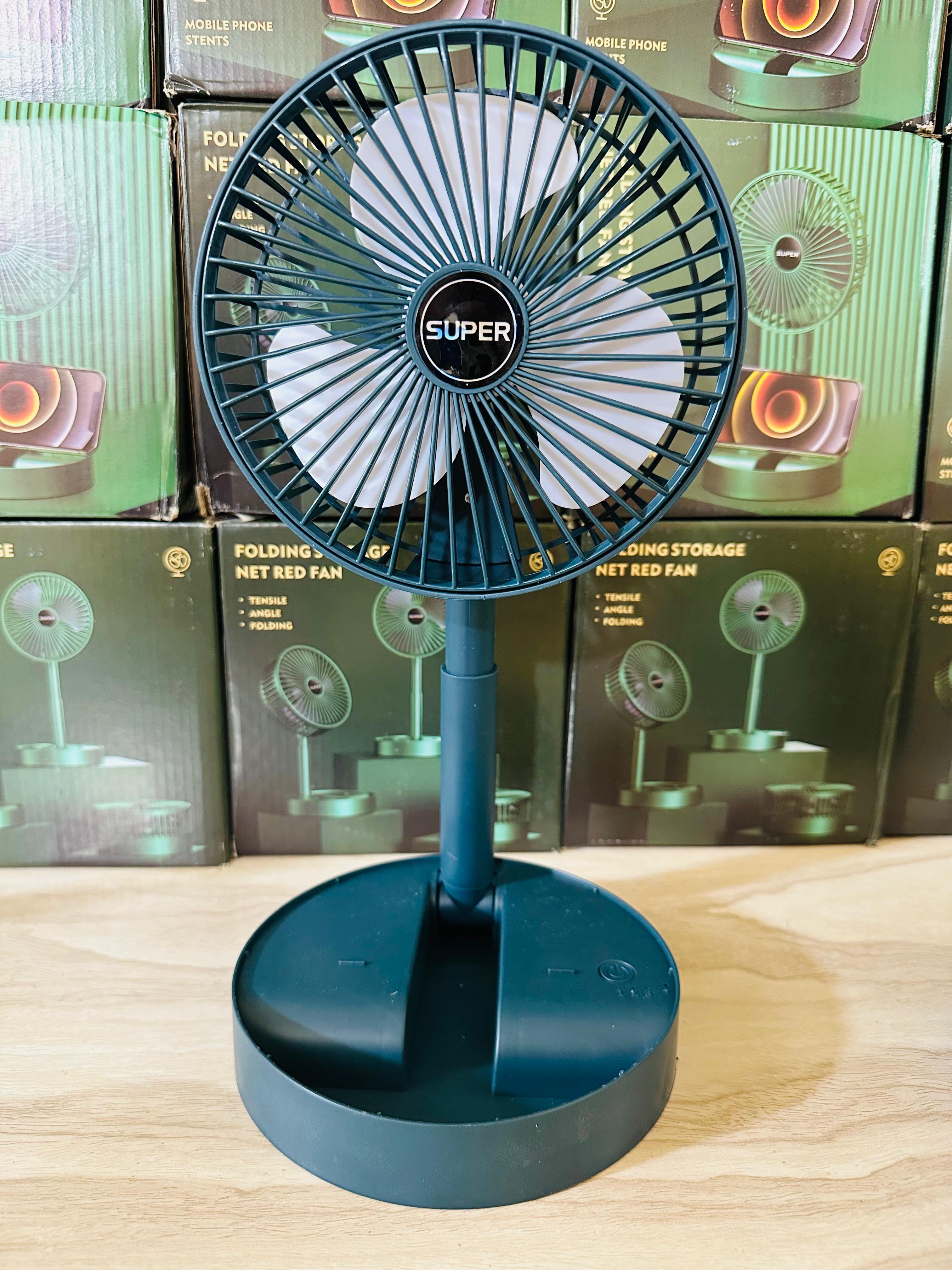 Electric Fan Mini Foldable Telescopic Fan Low Noise Portable Folding Telescopic Small Desktop Fan High Battery Life USB Rechargeable Floor Fan For Student Dormitory Home Outdoor Camping Office