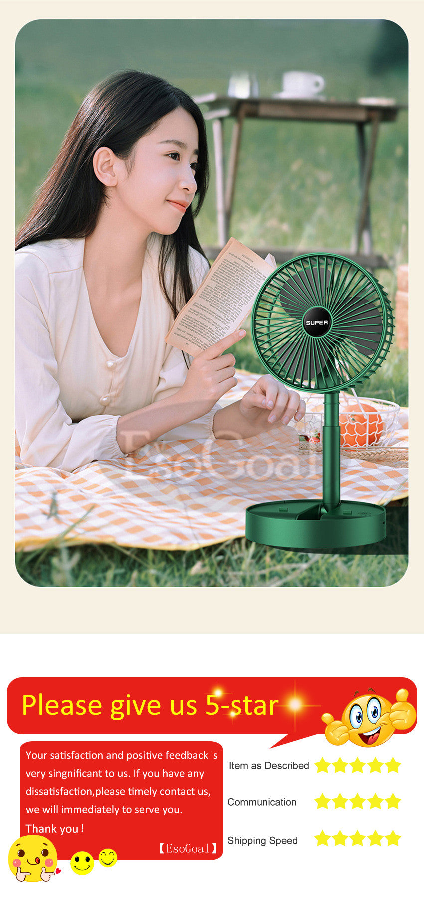 Electric Fan Mini Foldable Telescopic Fan Low Noise Portable Folding Telescopic Small Desktop Fan High Battery Life USB Rechargeable Floor Fan For Student Dormitory Home Outdoor Camping Office