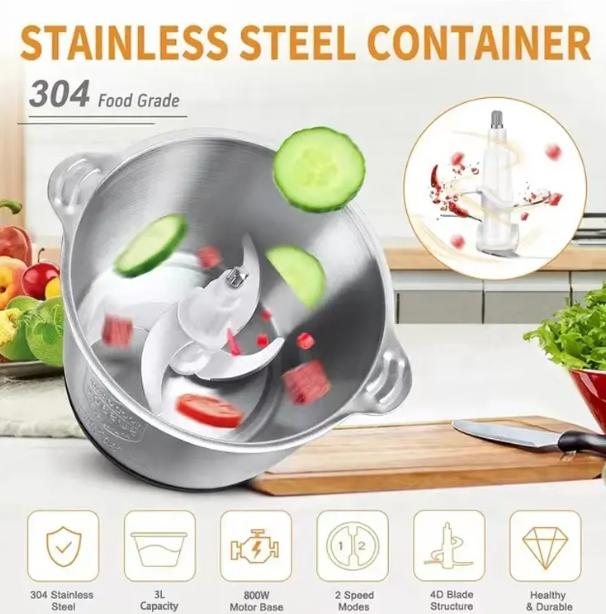 Silver Crest HomeFast Meat Grinders Electric Food Processor, Multipurpose Smart Kitchen Food Chopper Vegetable Fruit Cutter Onion Slicer Dicer, Blender and Mincer