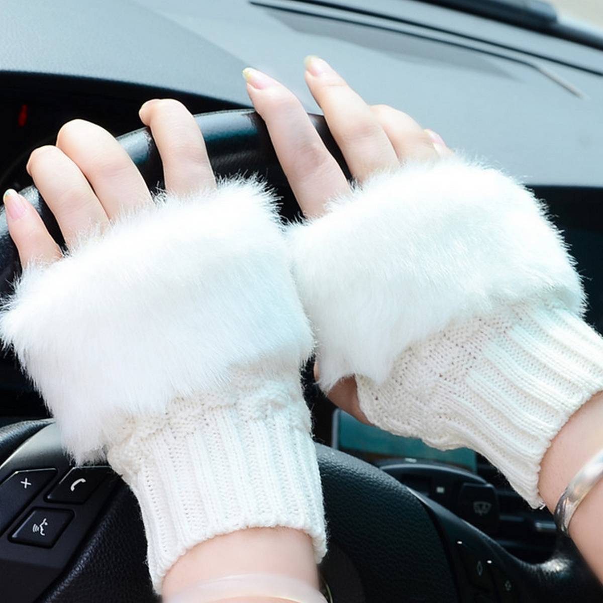women Gloves stylish Hand Winter warm Half Finger mitten Ladies woolen Gloves