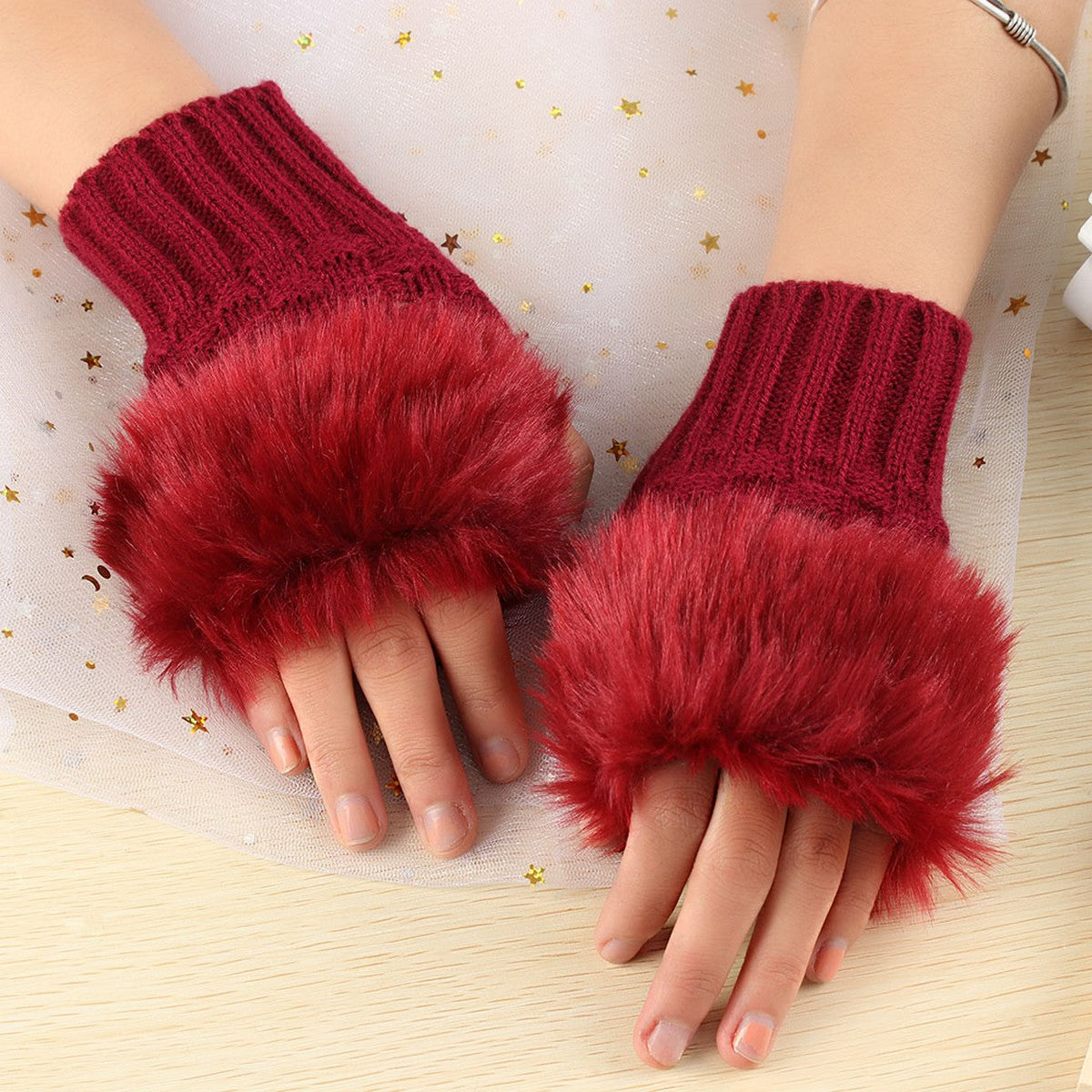 women Gloves stylish Hand Winter warm Half Finger mitten Ladies woolen Gloves