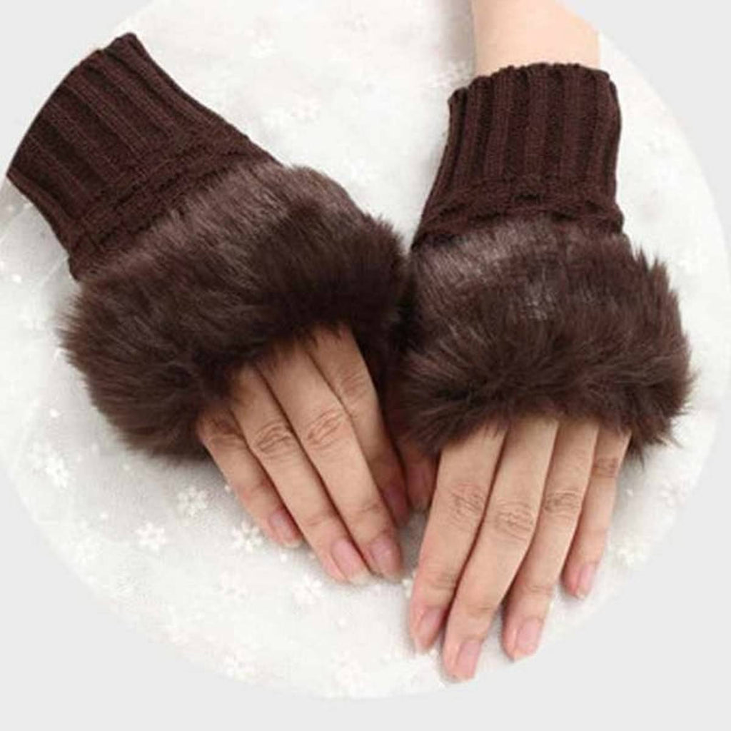 women Gloves stylish Hand Winter warm Half Finger mitten Ladies woolen Gloves