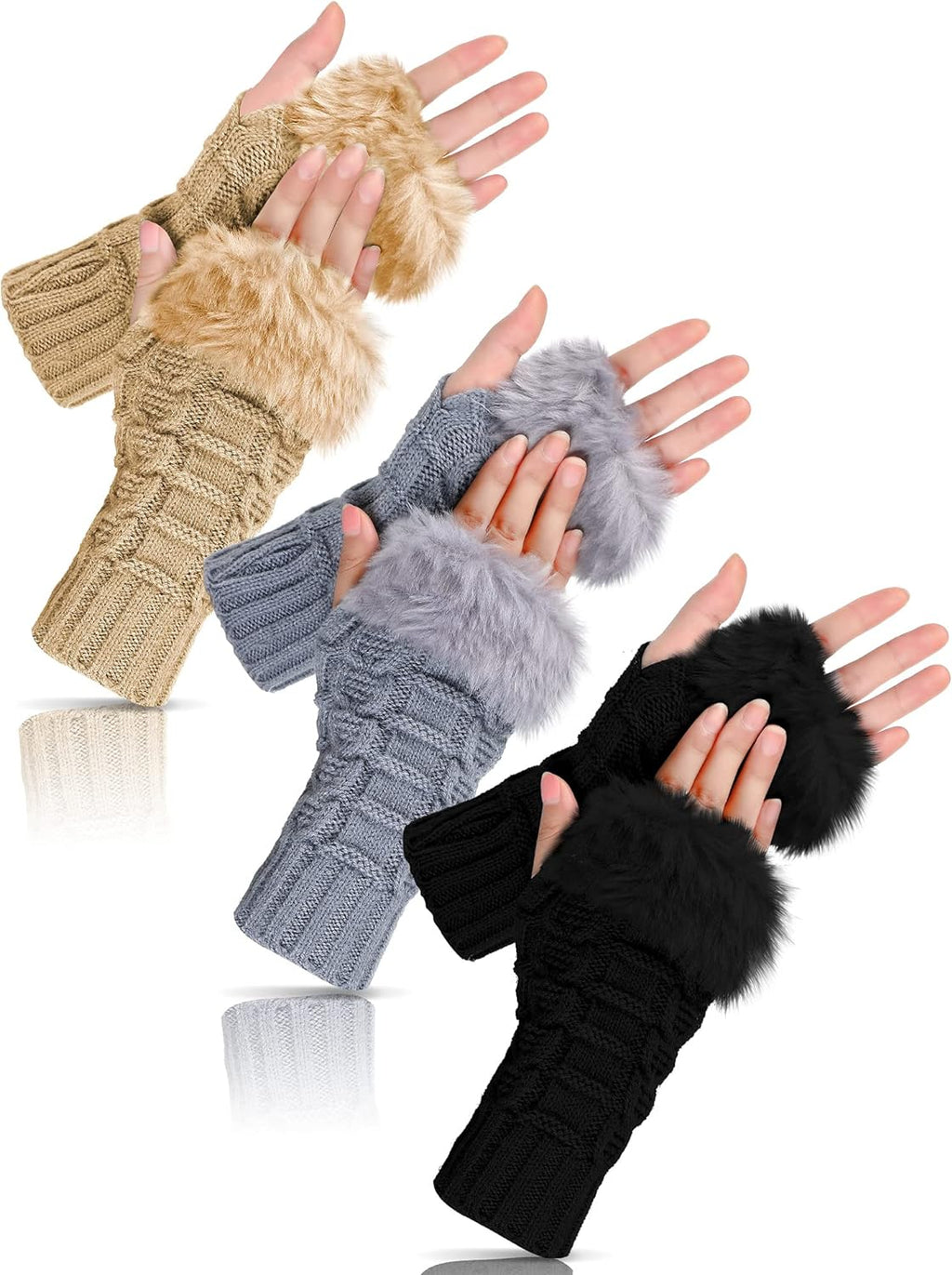 women Gloves stylish Hand Winter warm Half Finger mitten Ladies woolen Gloves