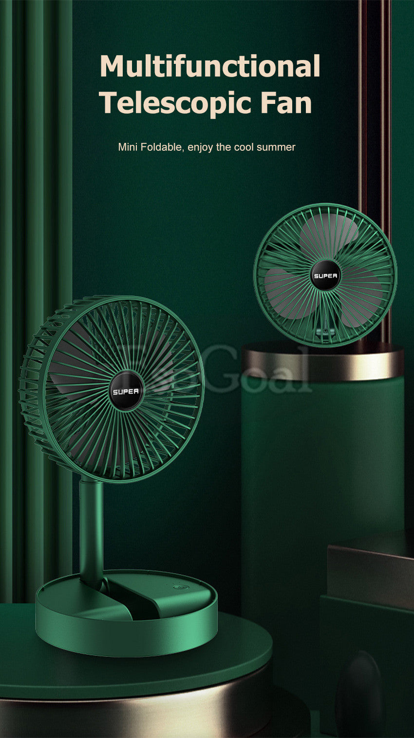 Electric Fan Mini Foldable Telescopic Fan Low Noise Portable Folding Telescopic Small Desktop Fan High Battery Life USB Rechargeable Floor Fan For Student Dormitory Home Outdoor Camping Office