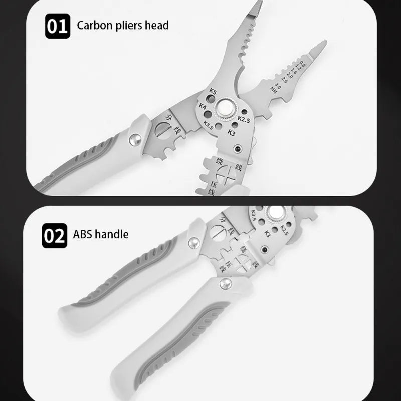 16 in 1 Electrician Pliers Multifunctional Needle Nose Pliers for Wire Stripping Cable Cutters Terminal Crimping Hand Tools
